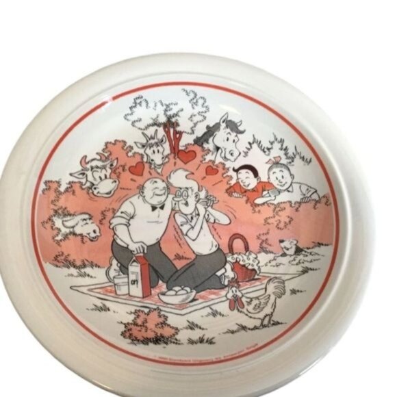 Vintage Ceramic Plates With Romantic Picnic Scene & Farm Animals - Picture 3 of 5